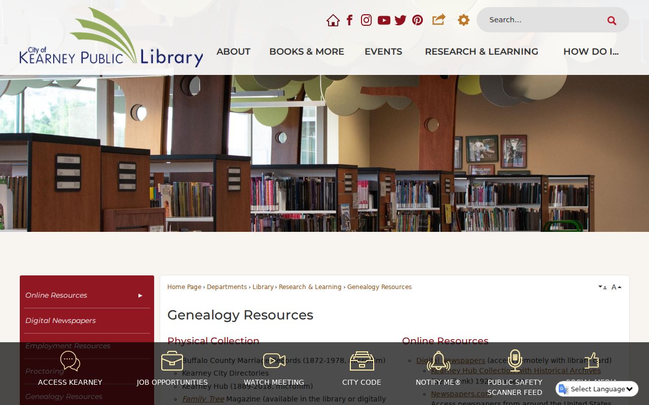 Kearney city directory genealogy resources page