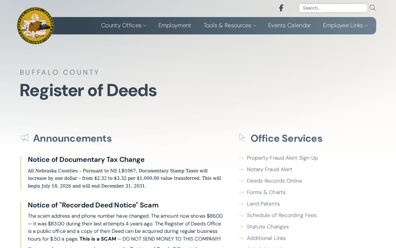 Buffalo County Register of Deeds records access page