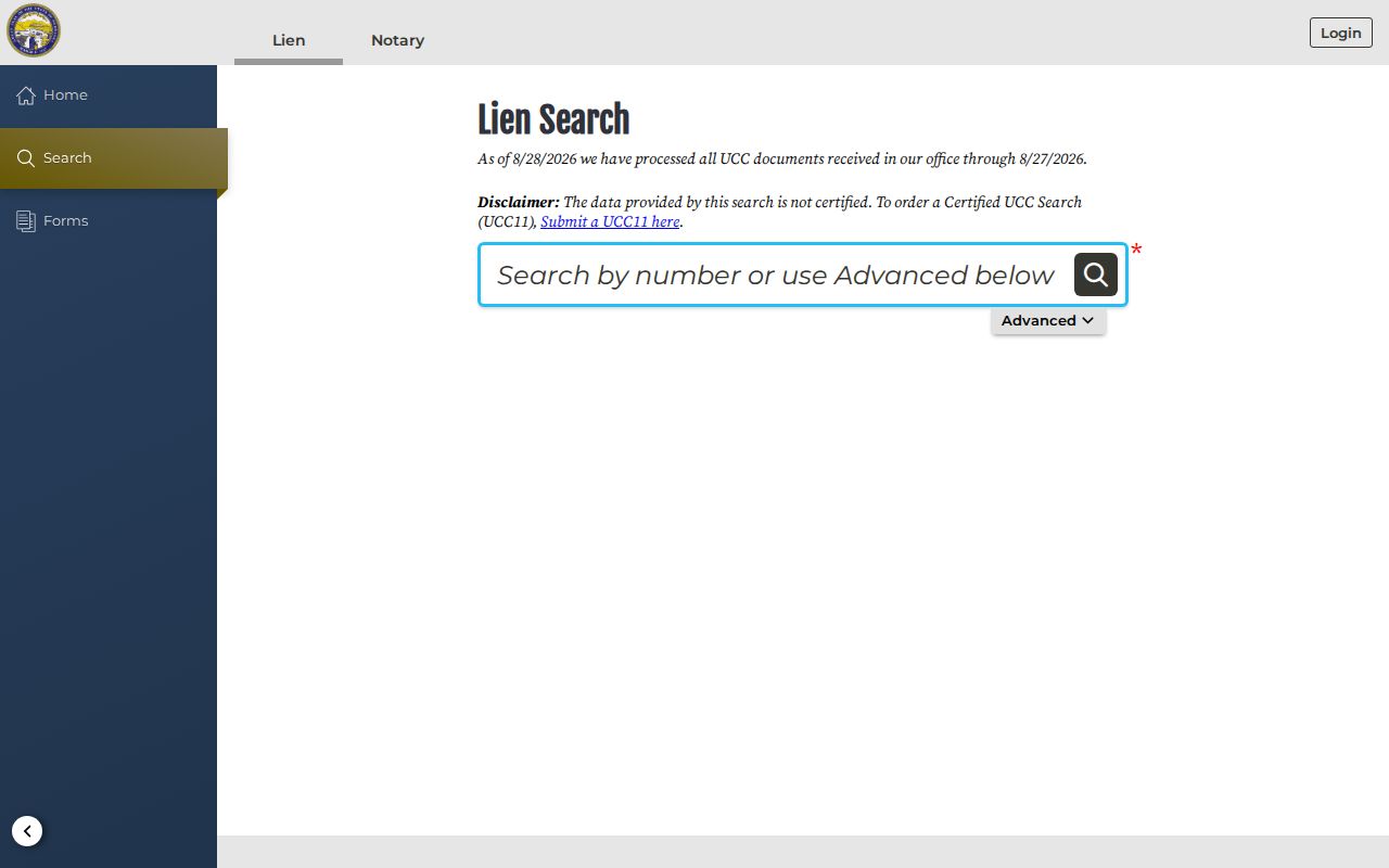 Nebraska UCC and business search page
