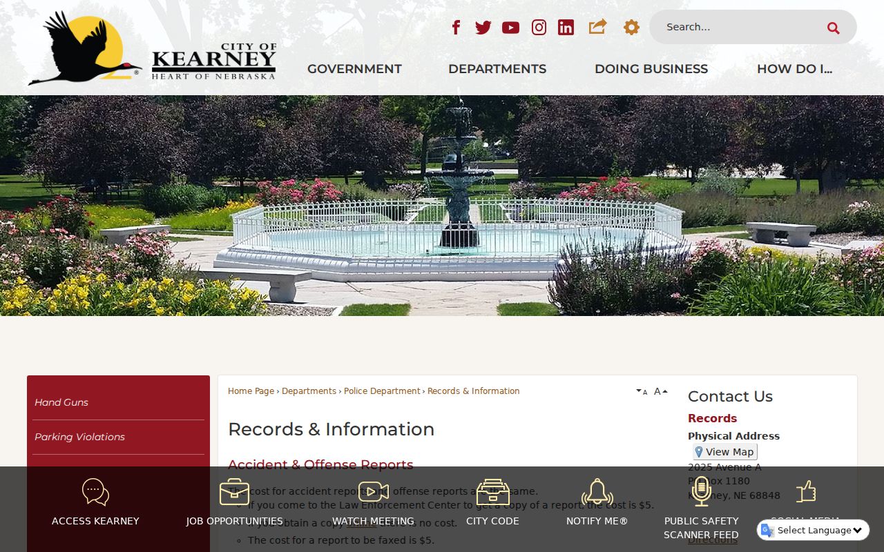 Kearney neighbors police records and report-access guidance