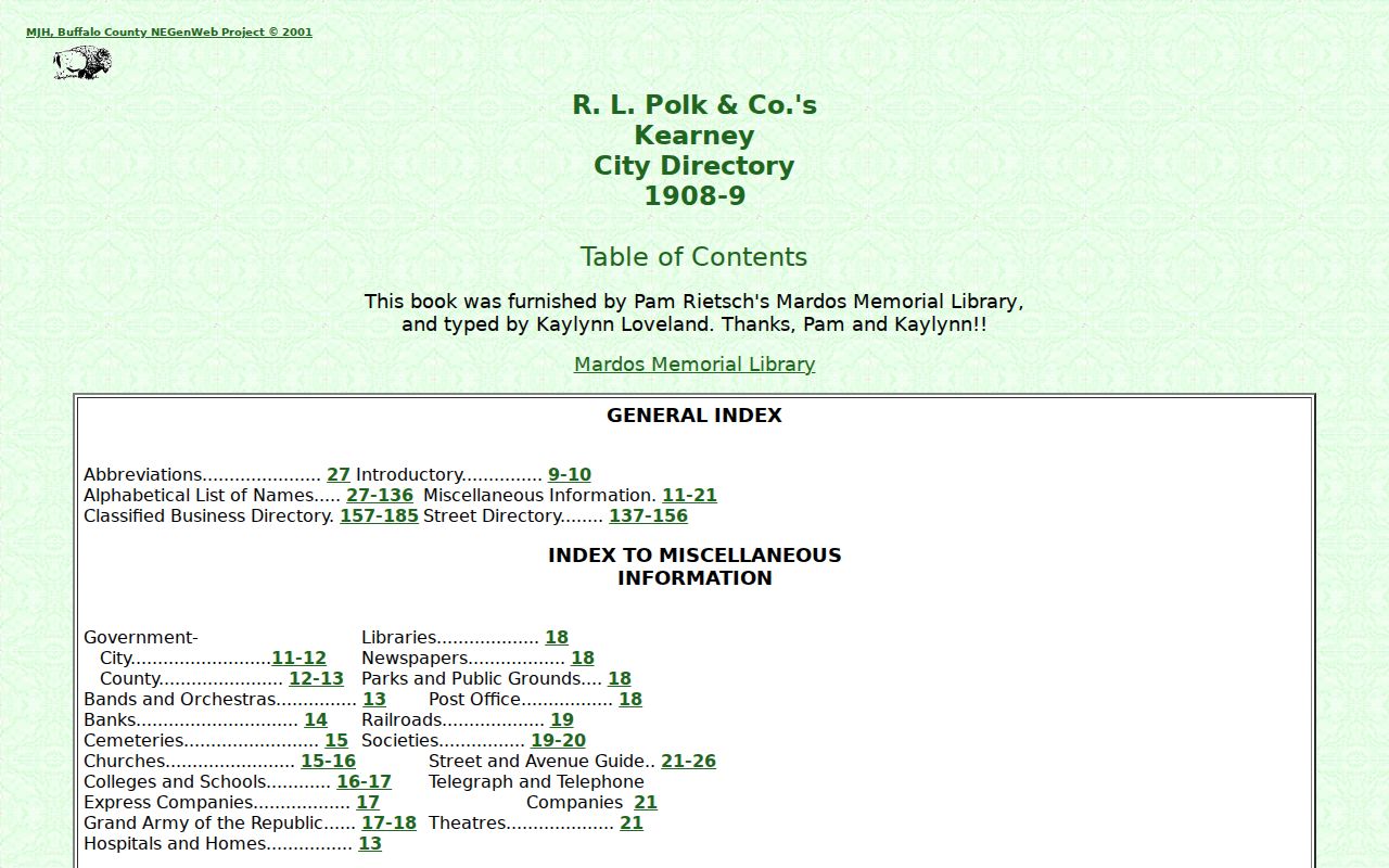 Kearney previous residents 1908 city-directory index