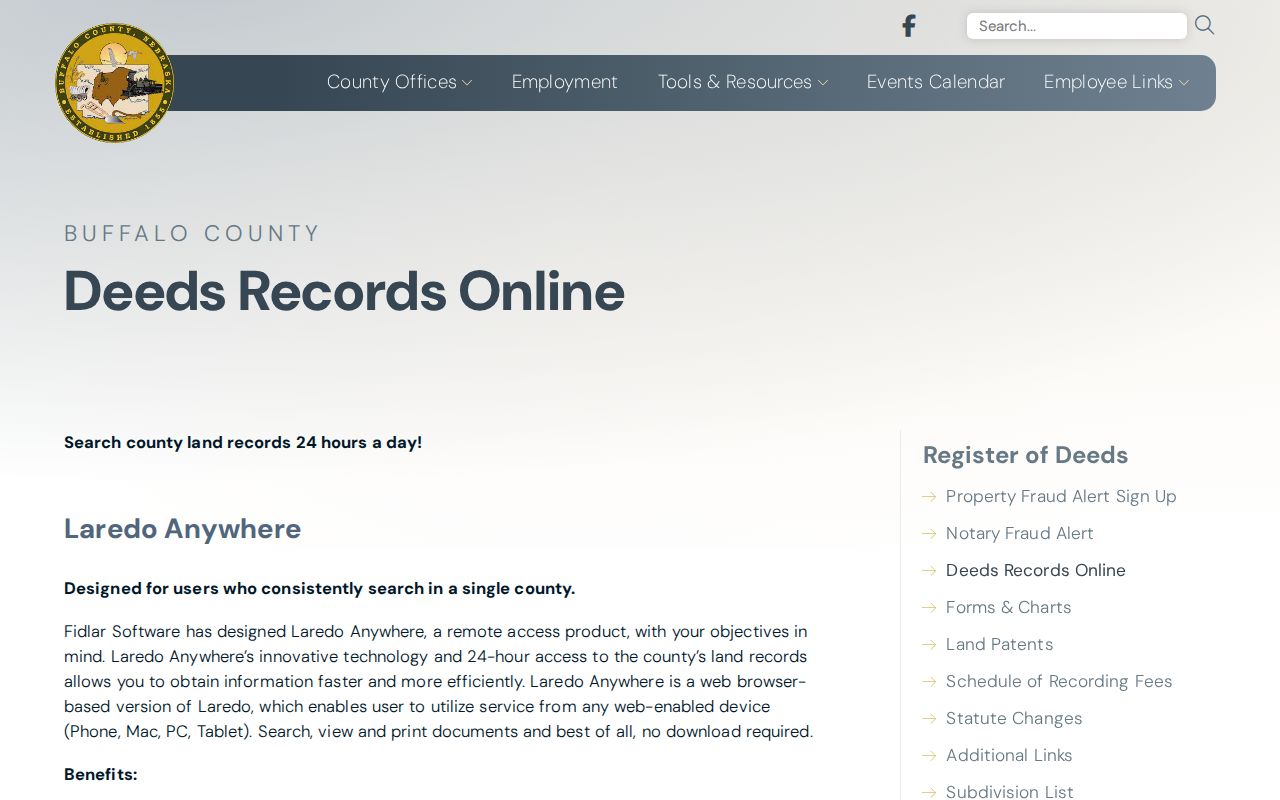 Kearney street directory Buffalo County deed-records access